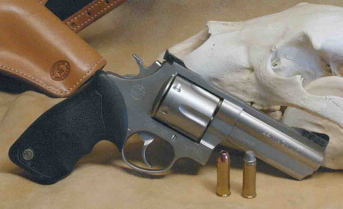 Though more powerful revolver rounds have appeared in the 50 years since the .44 Magnum was born, it is still about as much gun as the average handgunner can handle, the reason .44s, like this Taurus, are popular sidearms in bear country.